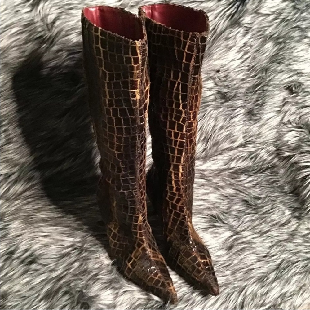 Diego Di Luca Brown Leather Tall Boots 7